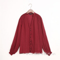 Ladies high quality jacquard copper blouse